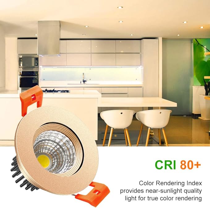 LightingWill 2inch LED Dimmable Downlight, 3W COB Recessed Ceiling Light, Warm White 3000K-3500K, CRI80, 25W Halogen Bulbs Equivalent, Gold (4Pack)