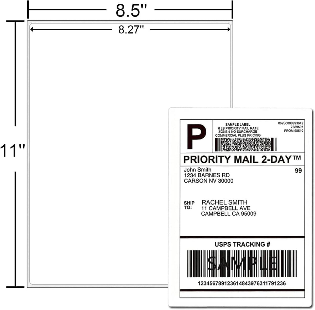 Full Sheet Labels 8.5 X 11, White Matte Sticker Paper, Laser/Inkjet Printing, 2000 Sheets, 2000 Labels, 1 Up Shipping Mailing Address Storage Bin Labels Stickers 8-1/2" x 11"