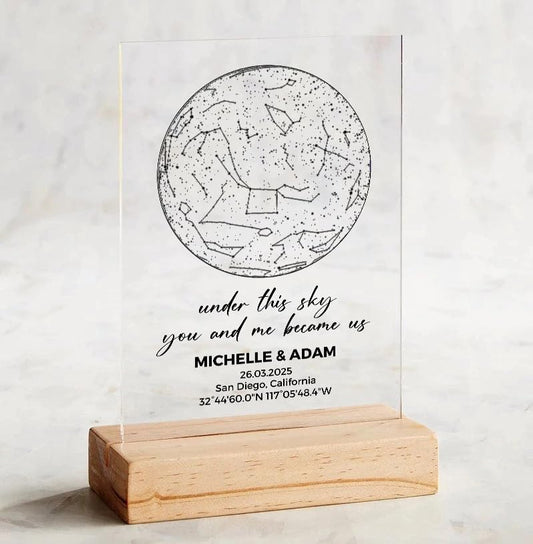 Custom Star Map by Date - Personalized Constellation Map Star Map Night Light Star Map Wedding Date Night Couple Custom Gift Star Gifts for Him Custom Star Chart Anniversary Star Map Gift