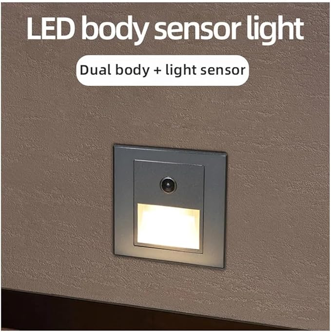 3W Motion Sensor Stair Lights 3000K Recessed LED Step Light Indoor Stair Step Wall Lamp Staircase Bedroom Decoration 4Pcs White