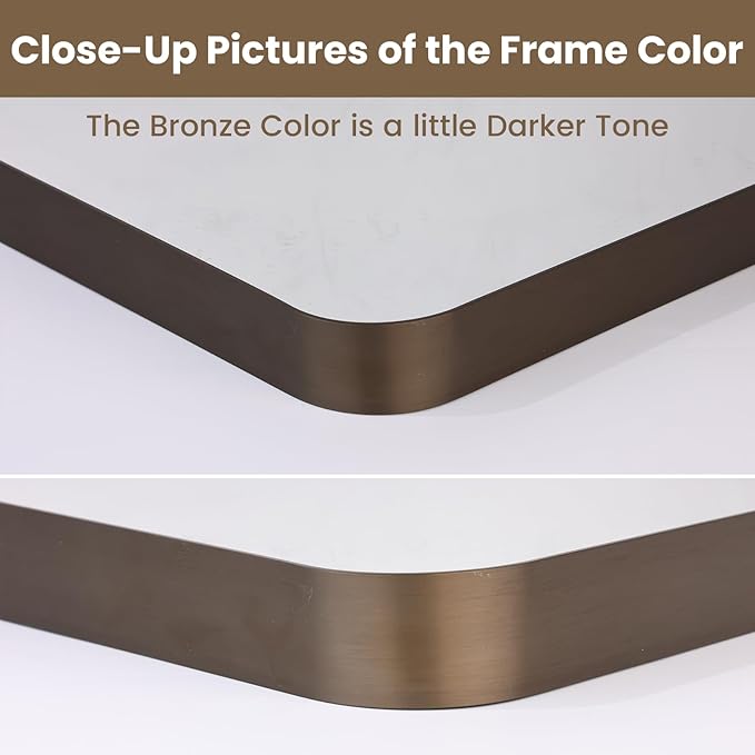 LOAAO 24”X32” Bronze Bathroom Mirrors for Vanity, Rounded Rectangle Brushed Bronze Metal Frame Mirror, Anti-Rust, Hangs Horizontally or Vertically