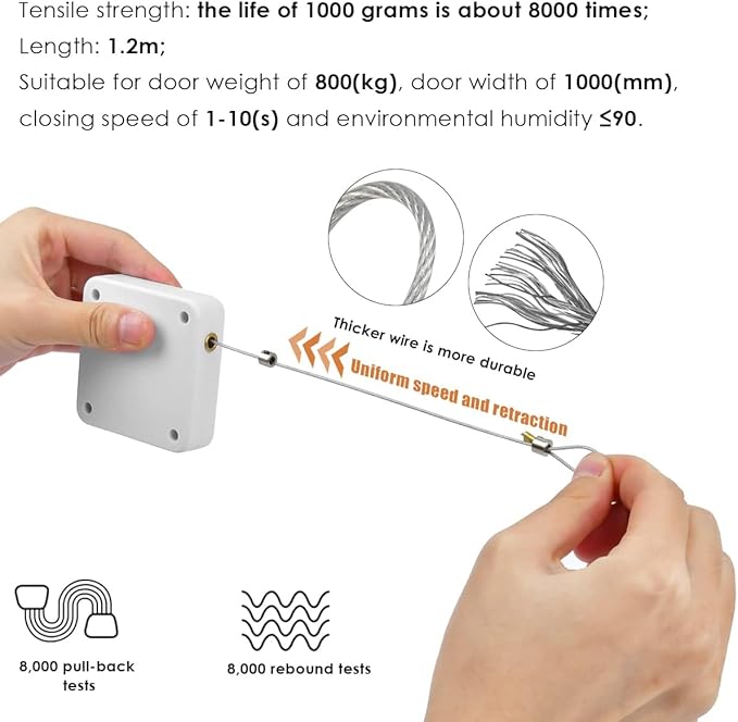 2PCS Automatic Door Closer, White Punch-Free Automatic Sensor, Residential Commercial Auto Door Closer with Drawstring, for Interior Door Home Offices Used