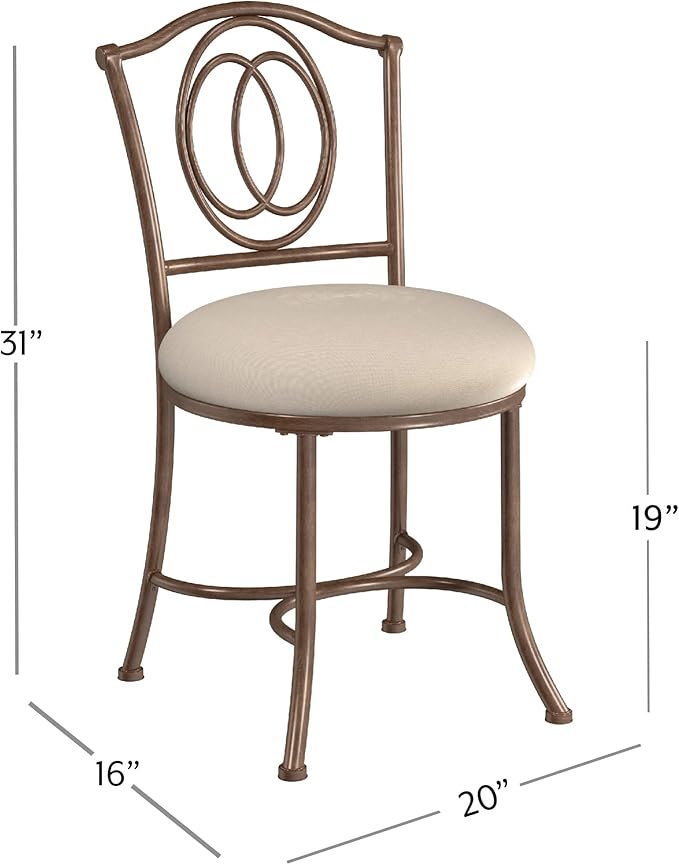 Hillsdale Emerson Metal Vanity Stool, Golden Bronze