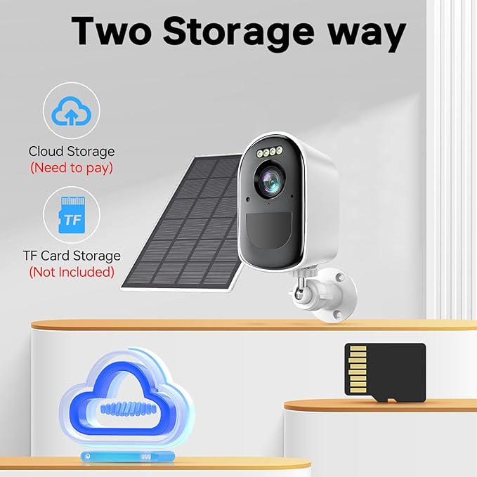 Security Cameras, Wireless Camera Outdoor Powered by Solar & Battery, 2K Cameras for Home Security, Color Night Vision, PIR Motion Detection,2-Way Talk,SD/Cloud Storage,2.4G/5GHz Wifi Solar Camera