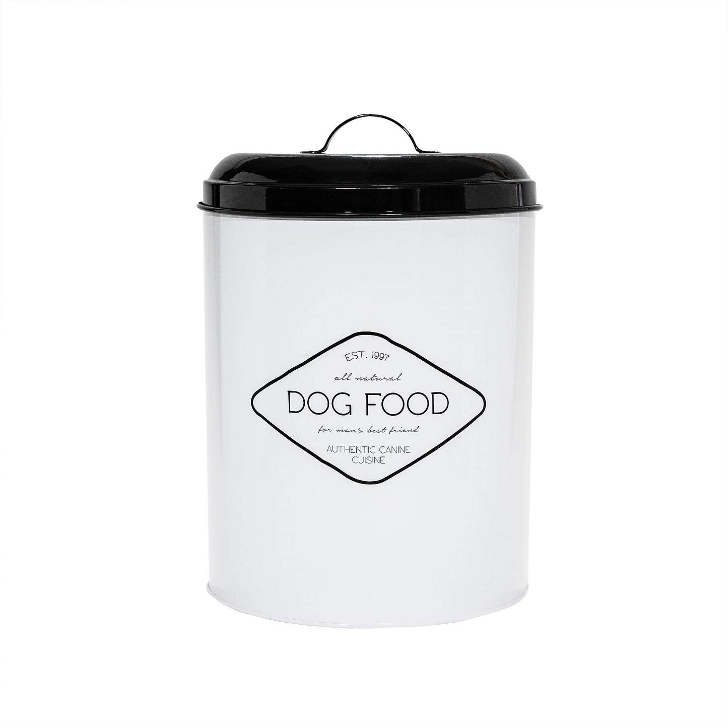 Amici Pet Buster All Natural Canister, Metal Storage Container with Handle Lid & Silicone Gasket Seal, Minimal Countertop Food Bin for Pantry, Pet Treats & Kitchen Dry Goods - 272 Oz (10.5"L x 14""H)"