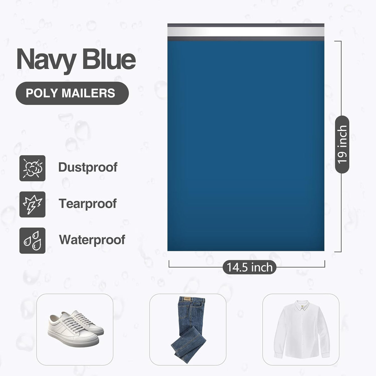 UCGOU Poly Mailers 14.5x19 Inch Navy Blue 100 Pack Large Shipping Bags #7 Strong Thick Mailing Envelopes Self Sealing Adhesive Waterproof and Tear Proof Boutique Packaging Postal for Clothing