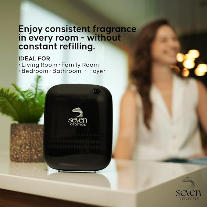 SEVENAROMAS Scent Diffuser SV720 - Bluetooth app, Air Machine for Home & Commercial Use, Covers 2000 sq. ft., Portable Large Room Waterless Diffusers (Black)