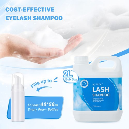 ACTROL Eyelash Extension Cleanser Unscented 2L Natural Lash Extension Shampoo Professional Eyelid Foaming Cleanser Paraben & Sulfate Free Non-lrritating with Salon and Home Care