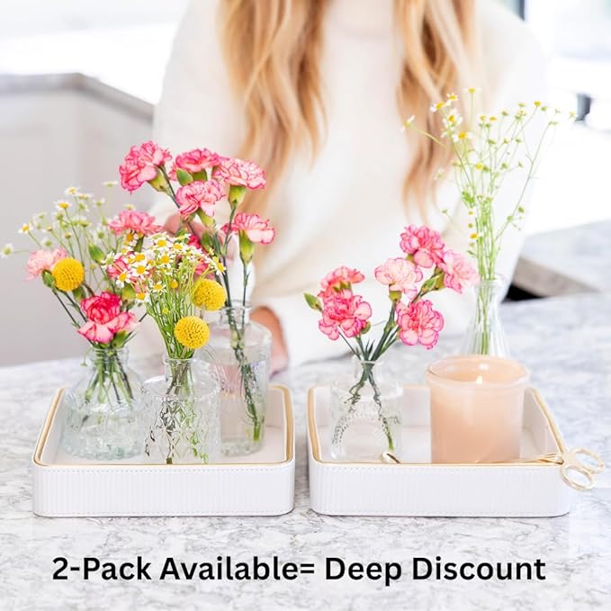 Small Night Stand Organizer Nightstand Tray Bedside Table Organizer Women| Dresser Trays for Bedroom Leather Valet Trinket Tray Catch All| Purse Bowl for Women| Desk Trays Key Holder Bowl