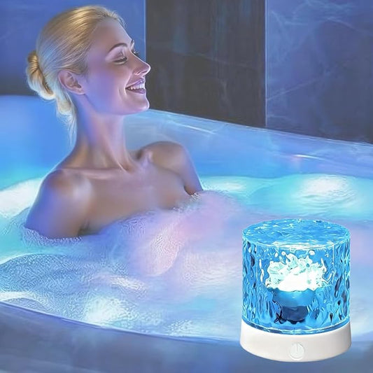 Rechargeable Shower Lights for Inside Shower-Ocean Wave Projector Light for Bathroom Bath Tub-Cordless LED Bathroom Lights 3D Water Ripple Light Ocean Lamp for Bathtub Relaxing Spa,Northern Aurora