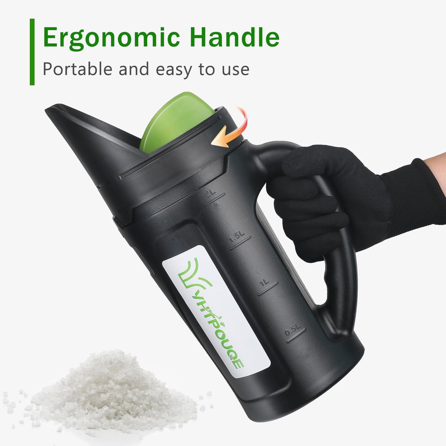 Yhtpouqe Hand held Spreader, Seed Spreader for Ice Melt, Grass Seed, Fertilizer Lawn and Garden. Multiple Adjustable Opening Sizes for Salt,Ice Melt, Up to 80 Oz