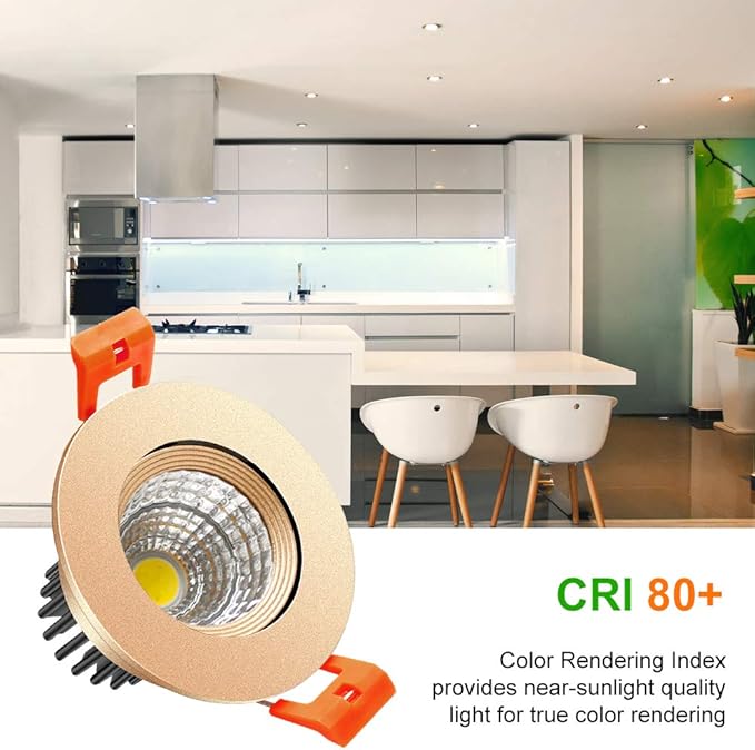 LightingWill 2inch LED Dimmable Downlight, 3W COB Recessed Ceiling Light, Natural White 4000K-4500K, CRI80, 25W Halogen Bulbs Equivalent, Gold (4Pack)