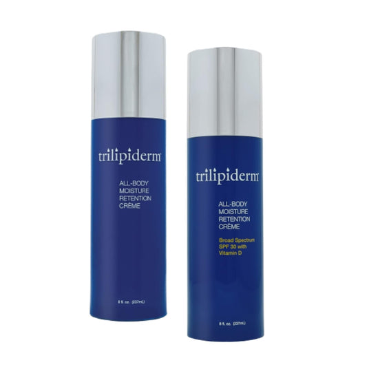 Trilipiderm Weekender Bundle â All-Body Moisture Retention CrÃ¨me Broad Spectrum SPF 30 with Vitamin D and All-Body Moisture Retention CrÃ¨me, 8 Ounce Airless Pump Bottles