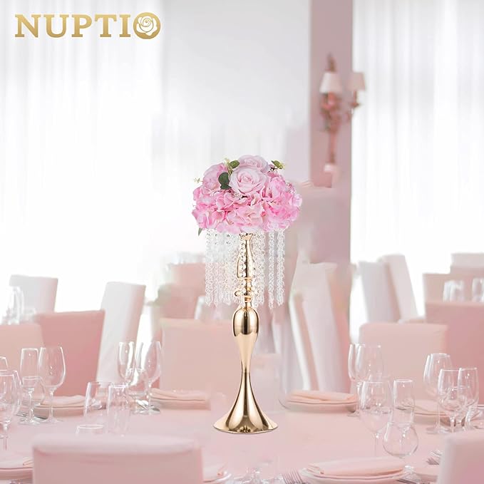 NUPTIO Flower Balls Flowers for Centerpieces: 2 Pcs 11.8 inch Diam Pink Artificial Rose Fake Flower Ball Arrangement Bouquet Wedding Centerpieces for Tables Wedding Centerpiece Decorations
