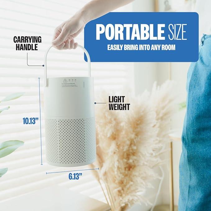 Hazel Air Purifier for Bedroom with True HEPA Filter | Quiet Air Cleaner for Dust, Pet Dander & Smoke | Compact Portable Air Purifiers for Home, Office & Dorm Rooms