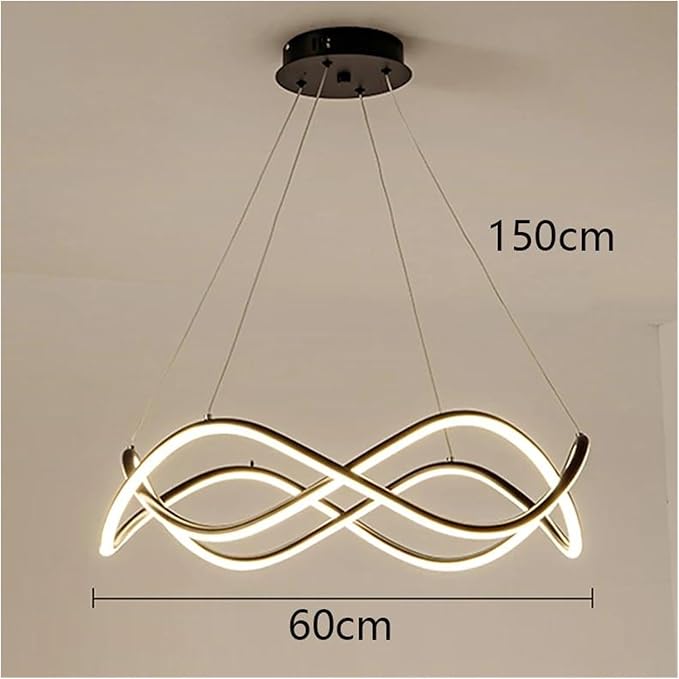 Modern Home Decor Led Lights Pendant Light Lamps for Living Room Chandeliers for Dining Hanging Indoor Lighting,Modern LED Chandelier(APP with RC Dimmable,Black-D60cm)
