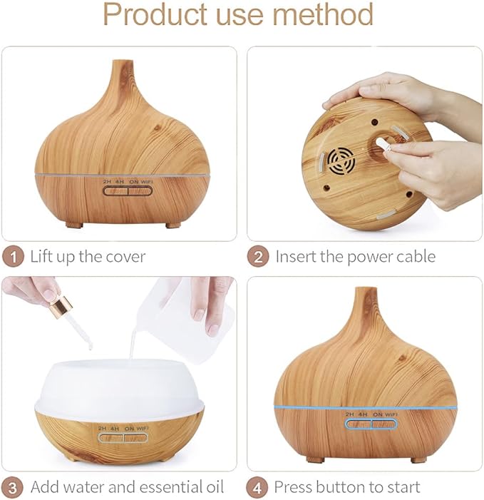WiFi+Bluetooth Smart Essential Oil Diffuser Compatible with Alexa, Ultrasonic Aromatherapy Diffuser & Mist Humidifier with Voice & APP Remote Control, Schedule & Timer,RGB Light (US)