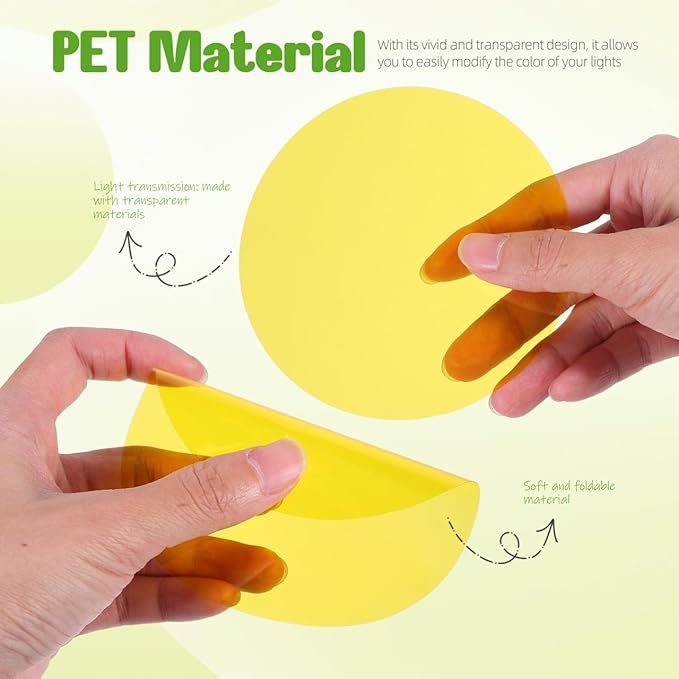 5pcs Light Dimming Film Ambient Lighting Gel 10cm Dimming Diffuser Film, Warm Color Filters Round Sheet for Led Ceiling Spotlight, Video, Yellow
