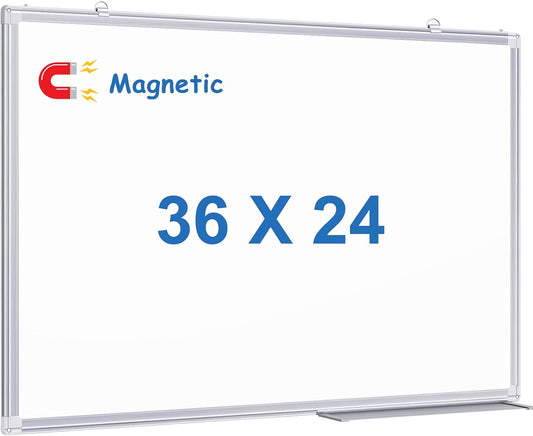 White Board Dry Erase, 36 x 24 inch Magnetic Dry Erase Board Whiteboard for Wall, Aluminum Frame Hanging Whiteboard Marker Board Writing Board