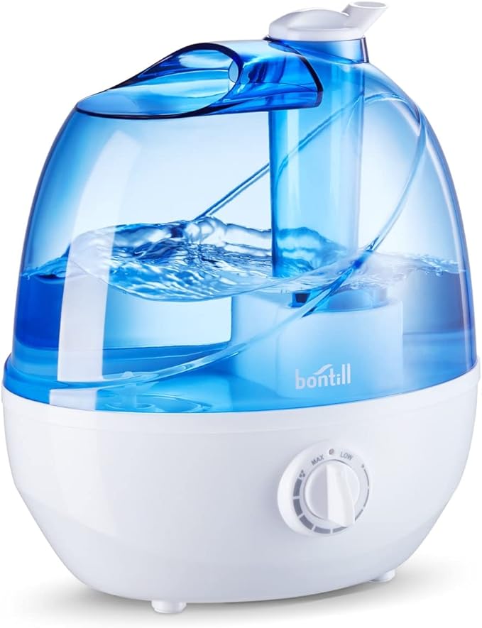 Cool Mist Humidifiers for Bedroom & Large Room (2.5L Water Tank) Quiet Ultrasonic Air Humidifier For Babies Nursery, Office, Indoor Plants & Whole House -Adjustable 360 Rotation Nozzle, Auto-Shut Off