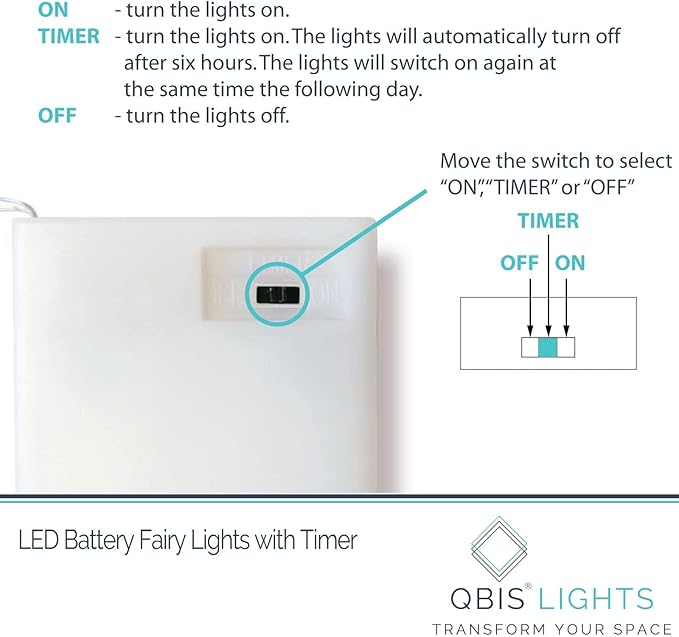QBIS Warm White Fairy Lights Battery Operated With Timer Mode, 40 Micro LED for Mason Jars, 6.5ft Silver Wire Indoor Use