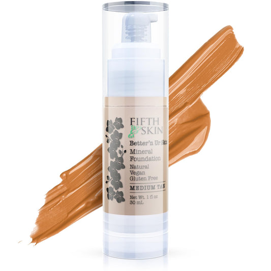 Fifth & Skin: Betterân Ur Skin Liquid Foundation (MEDIUM TAN) - Natural, Organic, Vegan, Cruelty-Free - Gluten-Free Beauty with Buildable Coverage and Palm-Free Luxury - 1 oz