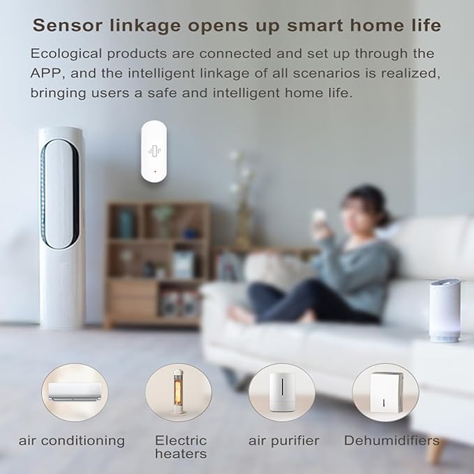 WiFi Vibration Sensor: Smart Door Window Sensor with App Alerts, Wireless Glass Break Detector, Adjustable Sensitivity, Compatible with Alexa Google Home (4Pack)