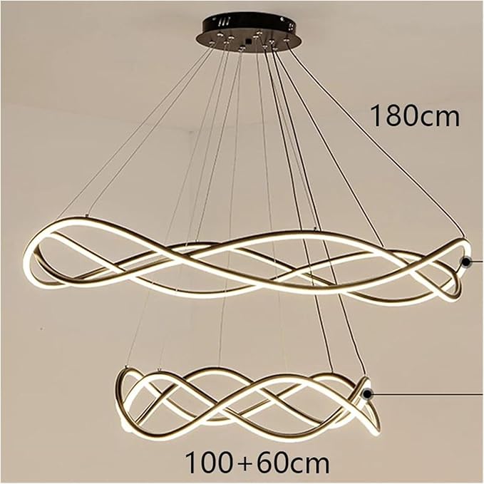 Modern Home Decor Led Lights Pendant Light Lamps for Living Room Chandeliers for Dining Hanging Indoor Lighting,Modern LED Chandelier(RC Remote dimming,Black-D100 60cm)
