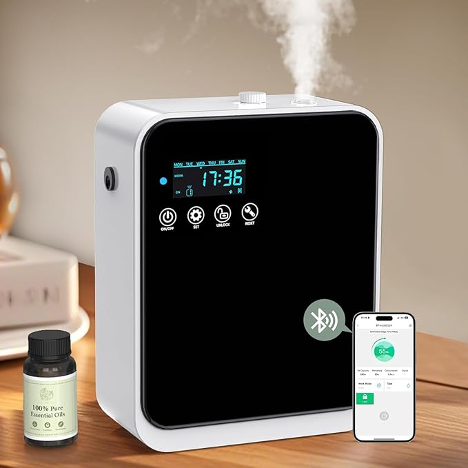 Waterless Essential Oil Diffuser for Home and Commercial Use, Up to 1500 sq.ft. 240ml Aromatherapy Scent Diffuser for Large Rooms, Smart Scent Air Machine Premium Humidifier Aroma Diffuser