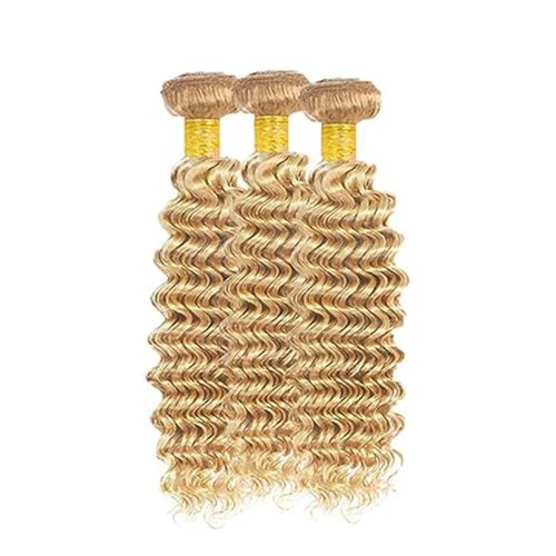 Giginger Bundles Human Hair P27/613 Blonde Deep Wave Human Hair Bundles 16 18 20 Inch Highlight Honey Blonde Unprocessed Quick Weave Soft Sewn In Hair Extensions for Black Women