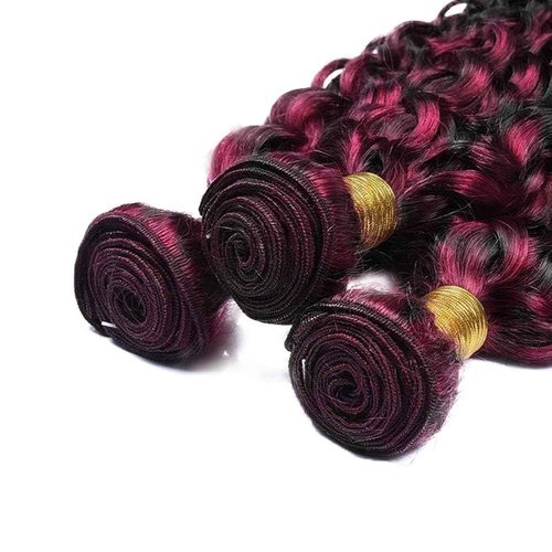 Habiliana Bundles Human Hair 18 20 22 Inch Jerry Curly Wave Burgundy P1B/99J Human Hair Bundles 11A Unprocessed Brazilian Virgin Quick Weave Hair Extensions for Black Women