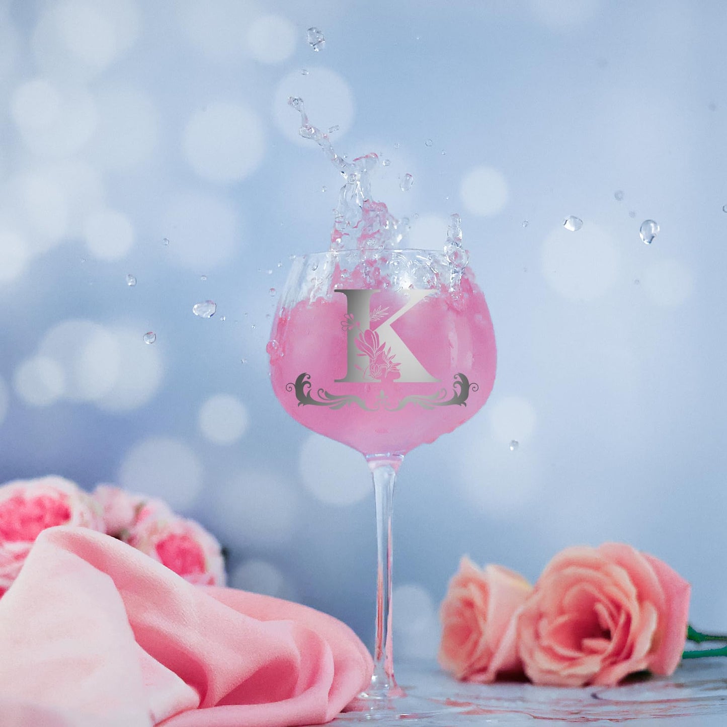 Personalized Monogram Gifts for Women - Customized Initial A-Z Wine Glass, Unique Birthday Christmas Gifts for Her, Mom, Wife, Sister, Daughter, Friend (Letter K)