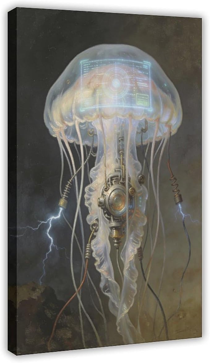 Framed Fantasy Wall Art for Living Room TV Wall Futuristic Tech Inspired Home Decor 20x30inch(50x75cm)