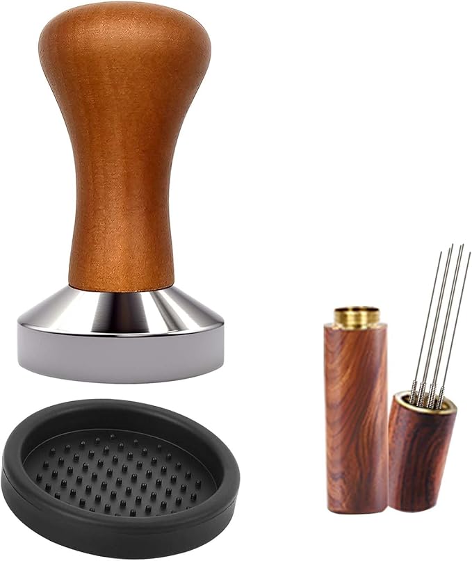 3PCS Espresso Accessories Kit,Espresso Tool Kit 51mm Coffee Tamper with Silicone Mat,WDT Tool Fits Espresso Coffee Machines and 51mm Portafilters,Barista Set for Kitchen,Coffee Store