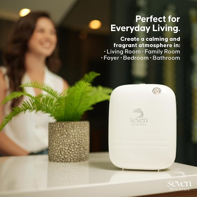 SEVENAROMAS Scent Diffuser SV720 - Bluetooth app, Air Machine for Home & Commercial Use, Covers 2000 sq. ft., Portable Large Room Waterless Diffusers (White)