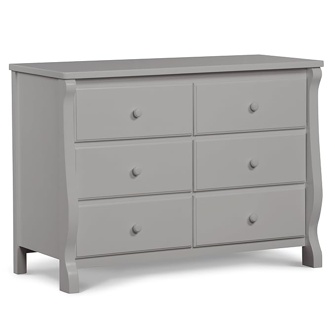 Delta Children Universal 6 Drawer Dresser with Interlocking Drawers - Greenguard Gold Certified, Grey