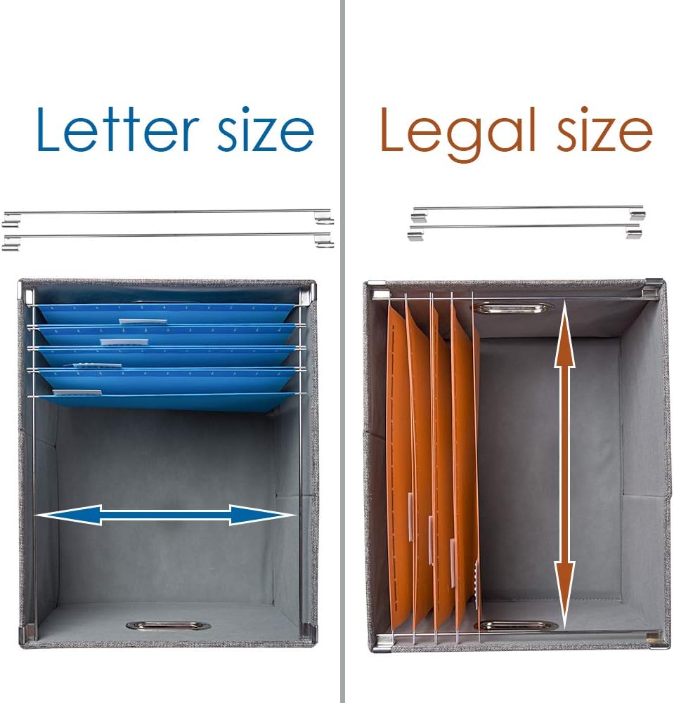 PRANDOM File Organizer Box - Set of 1 Collapsible Decorative Linen Filing Storage Hanging File Folders with Lids Office Cabinet Letter/Legal Size Black (17x14x11.2 inch)