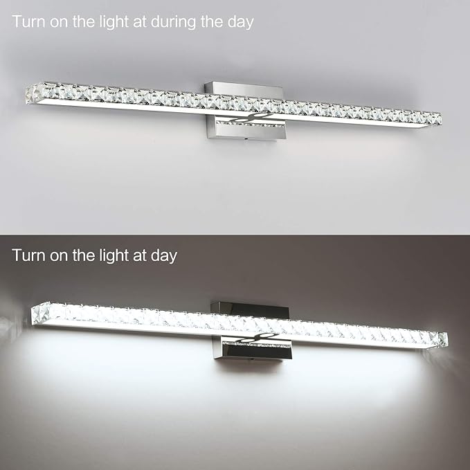 SOLFART Bathroom Vanity Lights Fixtures Over Mirror Dimmable Crystal Bathroom Light fixtures Over Mirror 40 Inches Wall Lights