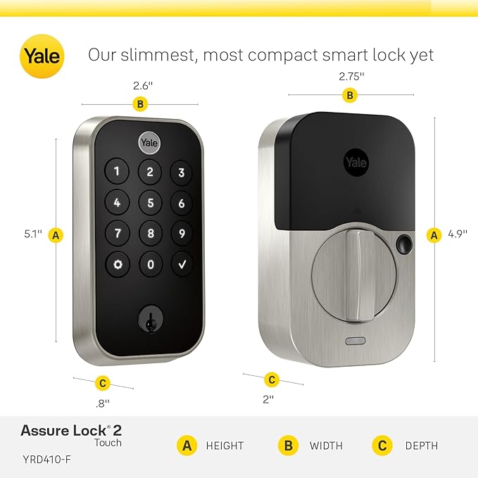 Yale Assure Lock 2 Touch Deadbolt, Oil Rubbed Bronze Keyed Fingerprint Smart Door Lock with Wi-Fi Connected Touch Keypad and Fingerprint Scanner for Code Entry and Remote Access, YRD410-F-WF1-0BP