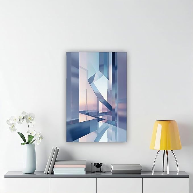 Futuristic Minimalist Wall Art – Abstract Digital Geometry Print – Modern Tech-Inspired Home Decor for Office & Living Room Canvas Poster Wall Art Decor Print Picture Paintings for Living Room Bedroom