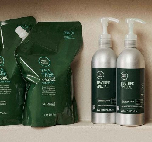 Tea Tree Special Conditioner Aluminum Bottle, 16.9 fl oz and Refill Pouch, 33.8 fl oz, Detangles, Smooths + Softens, For All Hair Types, Set