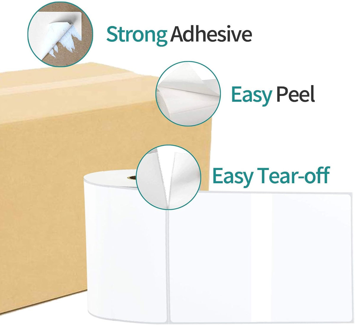 4 Rolls 450 Labels 4x6 3-Proof Direct Thermal Shipping Labels Used with Zebra 2844 ZP450 ZP505 ZP500 GK420D GX420 Rollo MUNBYN, LabelChoice 1" Core Permanent Adhesive Sticker Label Made for FedEx UPS