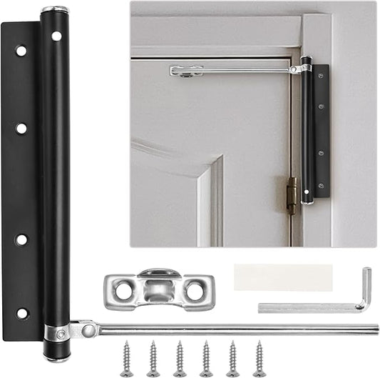 Automatic Door Closer Stainless Steel Soft Close Safety Spring Door Closer for Home Hotel with Screws, Black