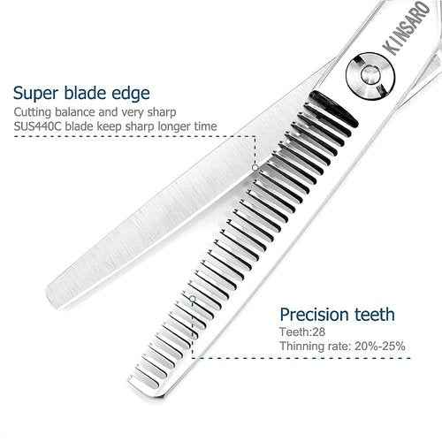 5.5" Barber Scissors Set Hair Scissors Professional Hair Cutting Shears Japan 440C Thinning Shears Convex 440C Blades Kinsaro