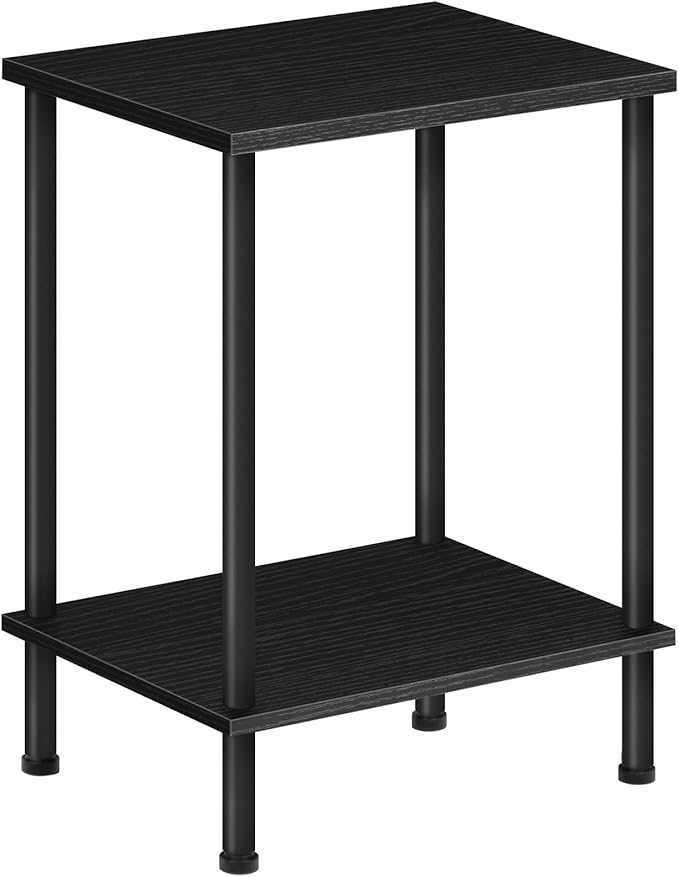 HOOBRO End Table, Small Side Table, Nightstand with 2-Layer Storage Shelves, Sofa Table for Small Spaces, Living Room, Bedroom, Stable Frame, Easy Assembly, Black BB09BZ01