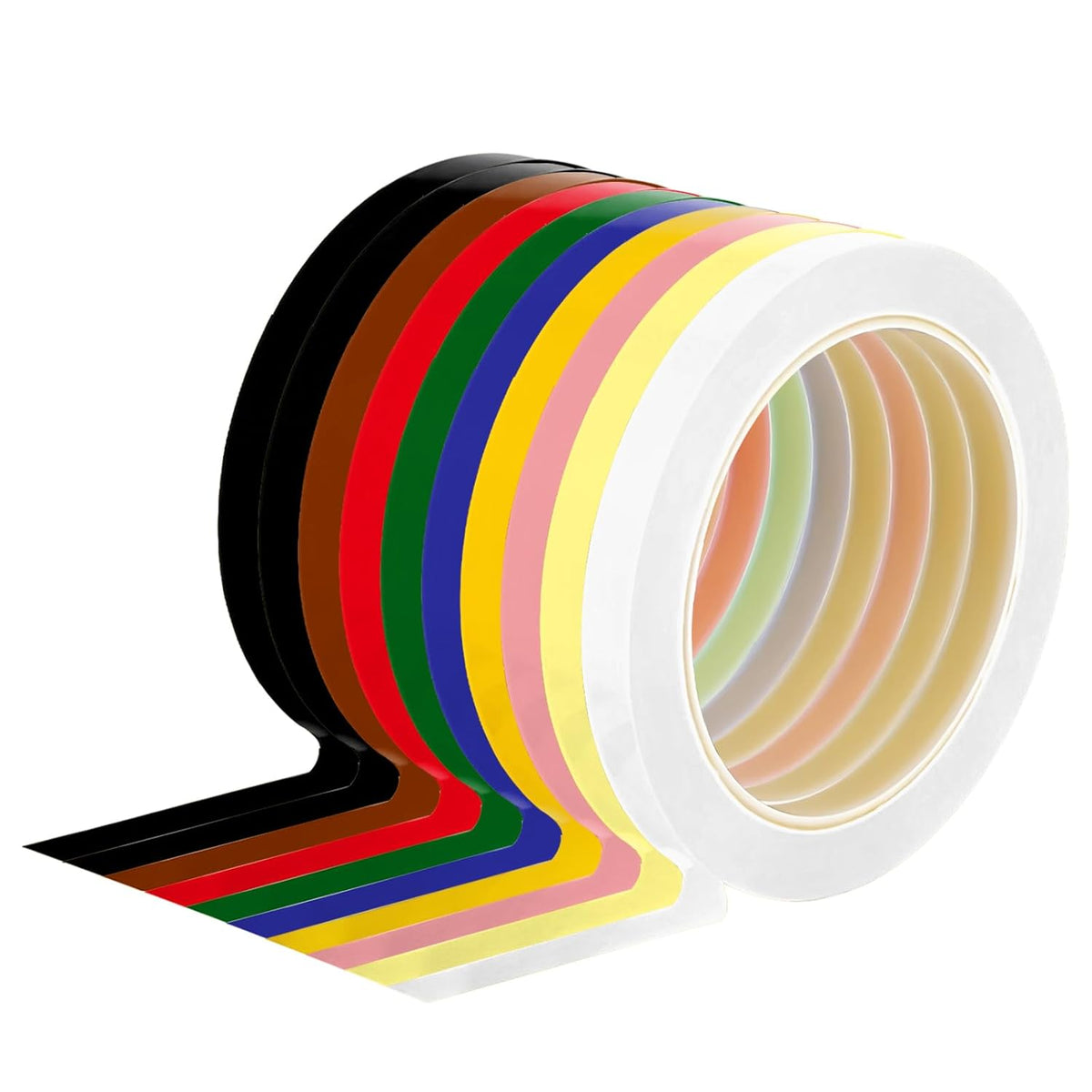 Whiteboard Tape 1/8 Inch x 217ft 10 Rolls Dry Erase Board Assorted Colors Tape for Whiteboards, Crafts, Grids, Marking, Calendars, Violin Fingerboards