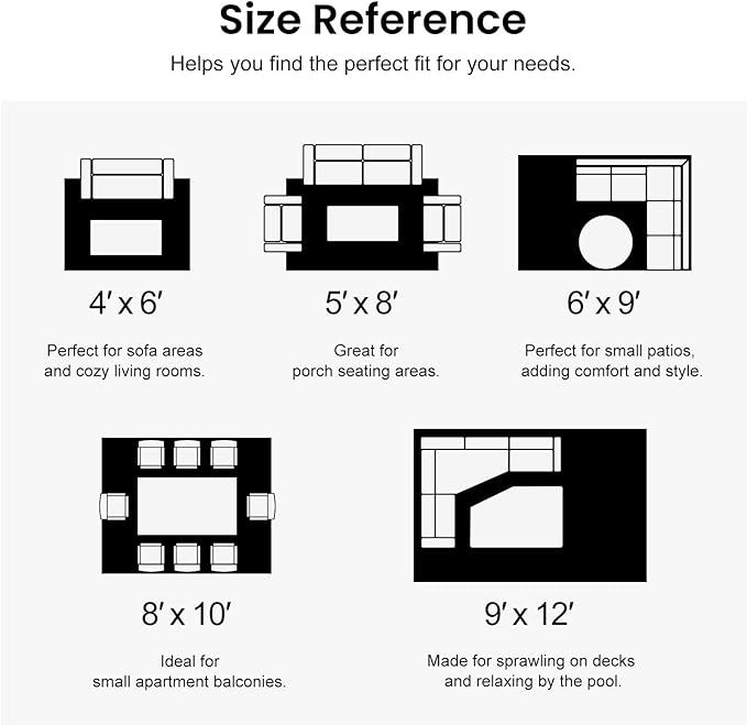 Smiry Waterproof Outdoor Rug 9x12 ft, Reversible Plastic Straw Patio Camping Rugs, Outdoor Indoor RV Mat Carpet for Patio, Outside Entry, Backyard, Deck, Bench, Picnic, Camper, White & Grey