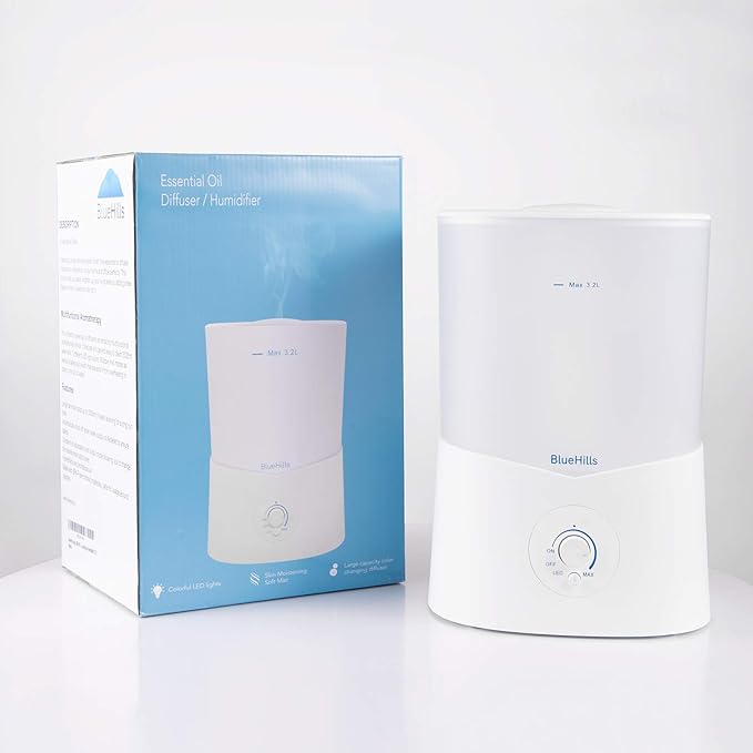 BlueHills Premium Large 3000 ML and 2000 ML XL Essential Oil Diffusers Humidifiers Combo Set of 2 for Large Room Home with Décor LED Lights Great Gift – Value Pack of White.
