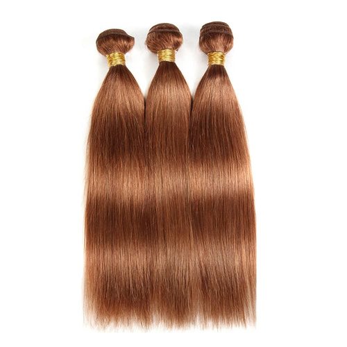 Giginger Bundles Human Hair 20 22 24 Inch Color 30 Light Brown Straight Bundles Human Hair Unprocessed Quick Weave Soft Sewn In Hair Extensions for Black Women