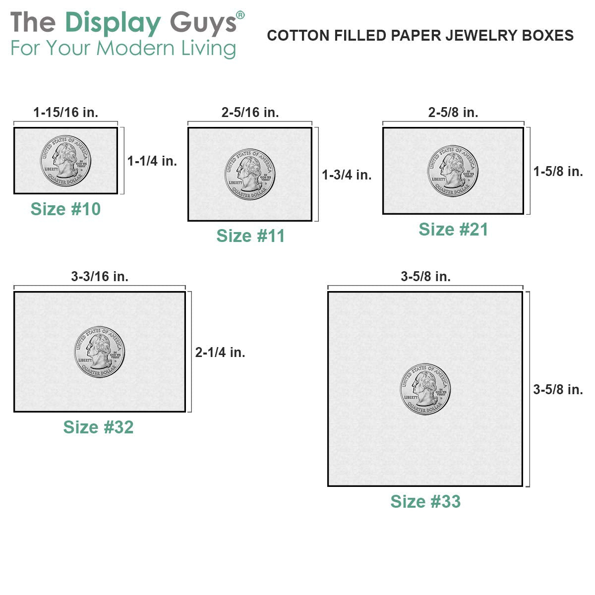 TheDisplayGuys - 25-Pack #11 Cotton Filled Cardboard Paper Jewelry Boxes Gift Case - Pearl Teal (2.1" x 1.8" x 0.8") - for Shipping or Storage